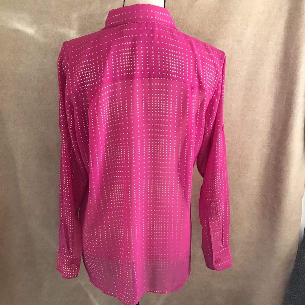 Ellen Tracy Button Down Pink & Gold Shirt Small - Picture 3 of 6